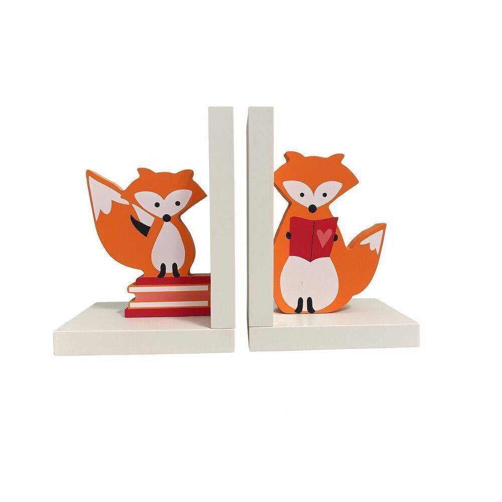 Reed & Barton Hazelnut Hollow Fox Bookends MDF Wood Kids Nursery Decor 6”x4.5”